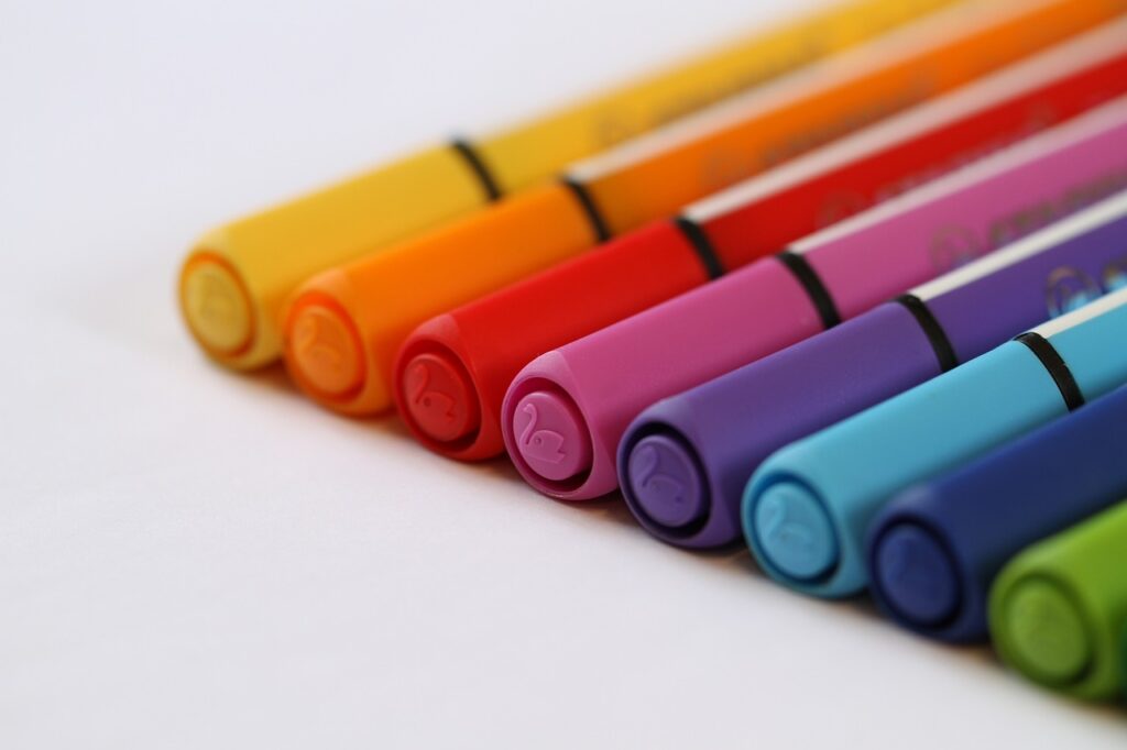 10 Great Birthday Gifts for 2 year olds: A photo of some washable felt tipped pens lined up.